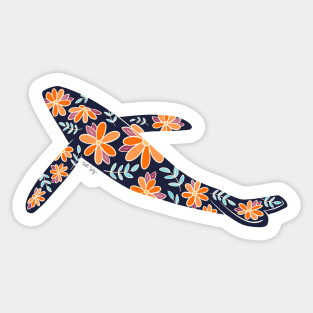 Floral Whale - 70s Colors Sticker